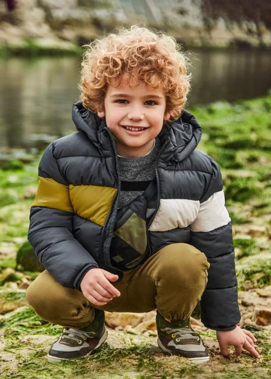 Parka Graphite Hooded Cream & Yellow Stripe | Mayoral | Mayoral | Jenni Kidz