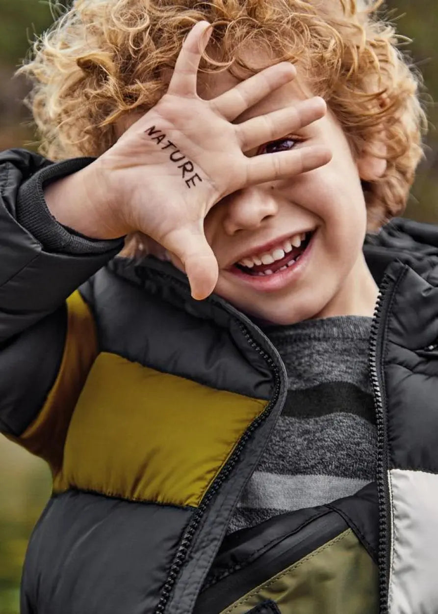 Parka Graphite Hooded Cream & Yellow Stripe | Mayoral | Mayoral | Jenni Kidz