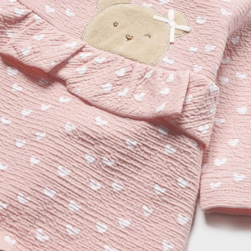 Patterned Quilted Bear footie Onesie - Baby Rose | Mayoral | Mayoral | Jenni Kidz