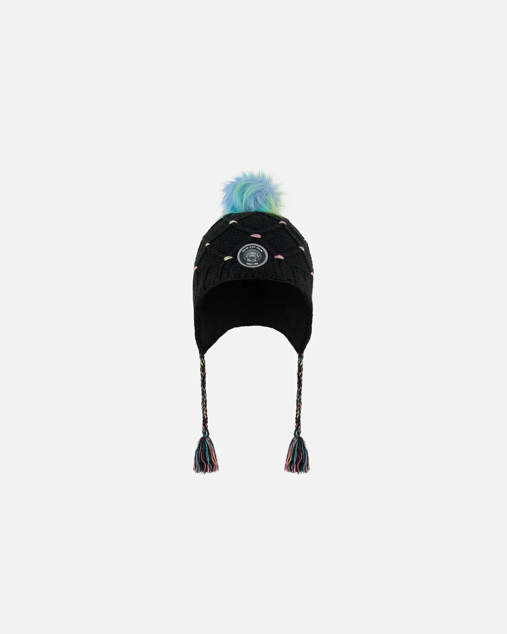 Peruvian Knit Hat Black With Multicolor Dots | Deux par Deux | Jenni Kidz