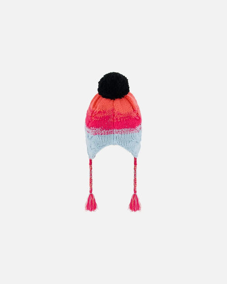 Peruvian Knit Hat Gradient Blue, Coral And Fuschia | Deux par Deux | Jenni Kidz
