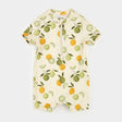 Petit Lem baby citrus print swim romper UPF 50+ antique white