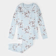 Petit Lem kids hydrangea print pajama set sky blue organic cotton