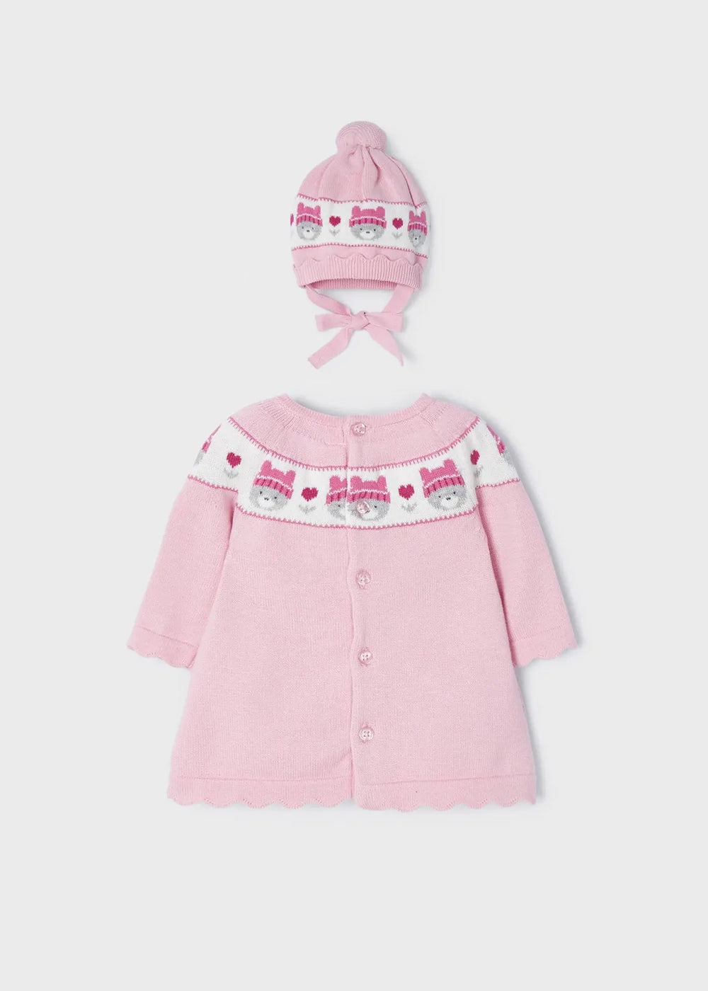 Pink Knitted Baby Girls Dress With Hat Set Newborn | Mayoral | Mayoral | Jenni Kidz