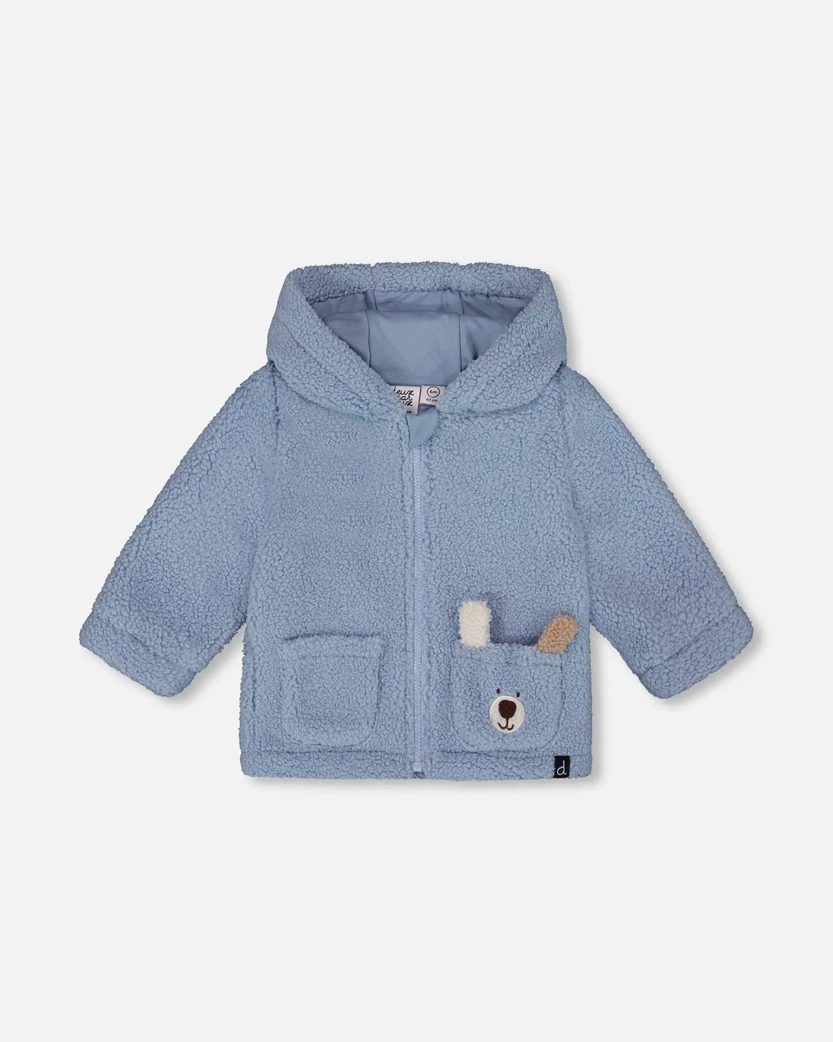 Plush Hooded Jacket Light Blue | Deux par Deux | Jenni Kidz