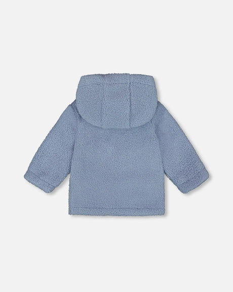 Plush Hooded Jacket Light Blue | Deux par Deux | Jenni Kidz