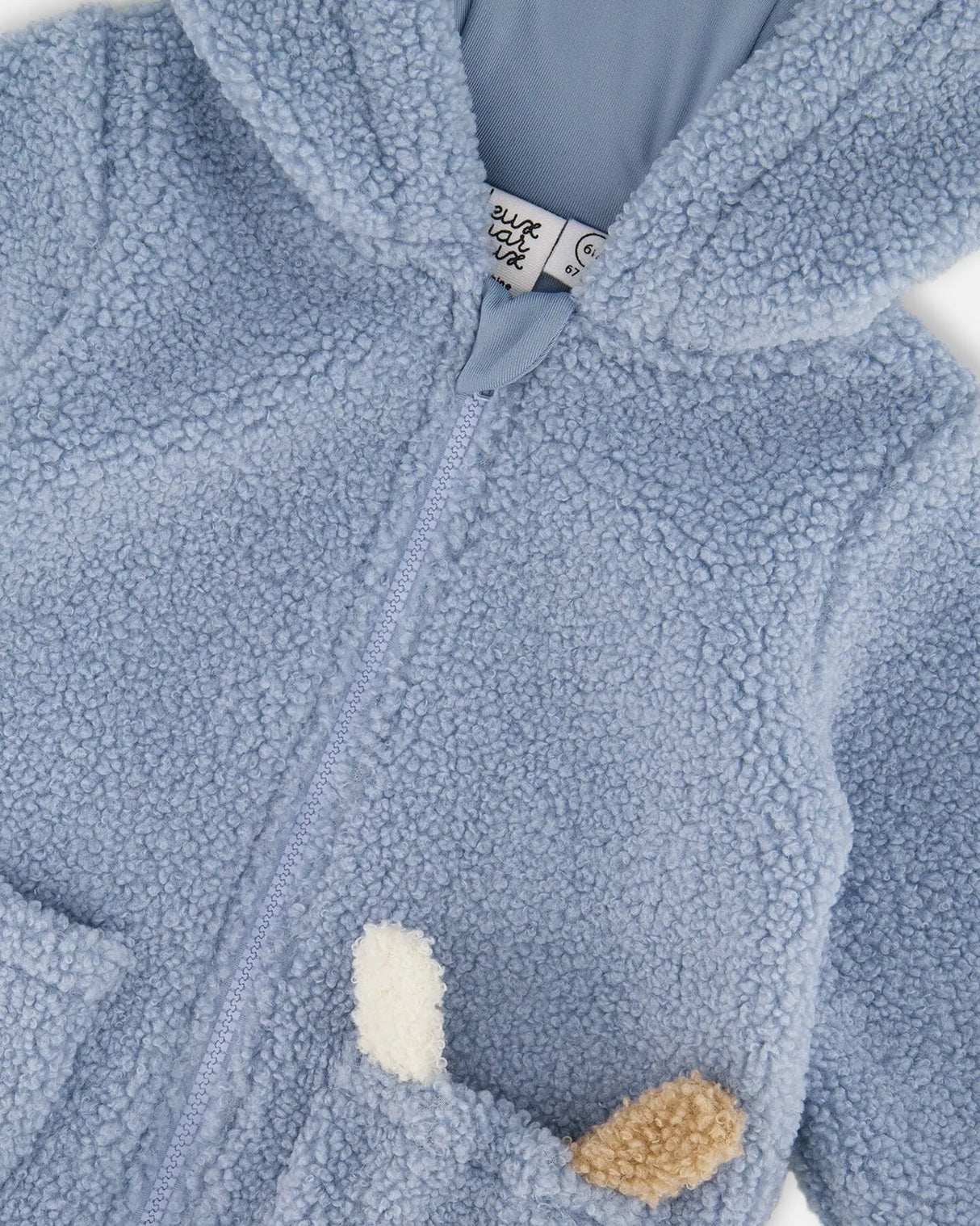 Plush Hooded Jacket Light Blue | Deux par Deux | Jenni Kidz