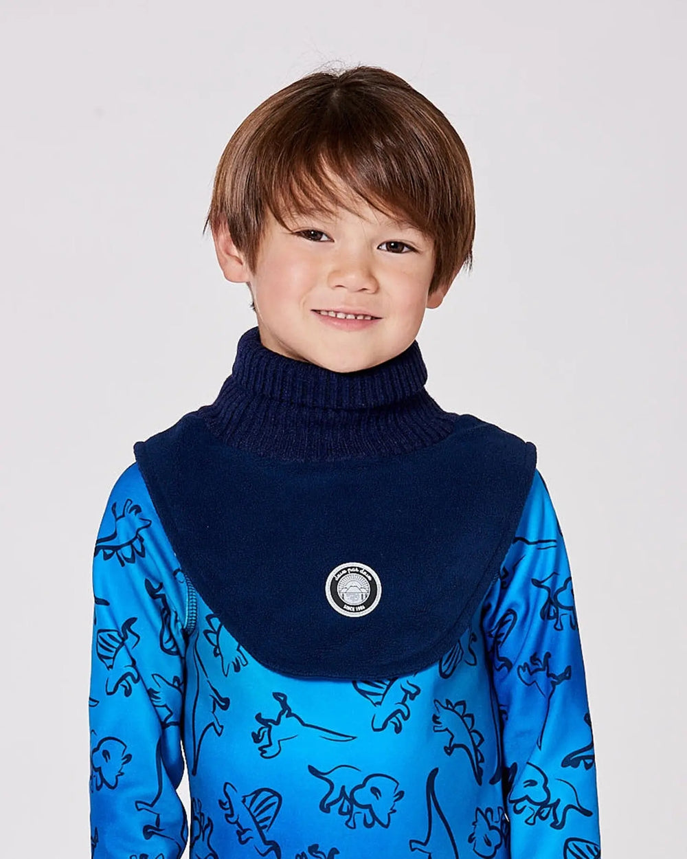 Polar Fleece And Knit Neckwarmer Navy Blue | Deux par Deux | Jenni Kidz