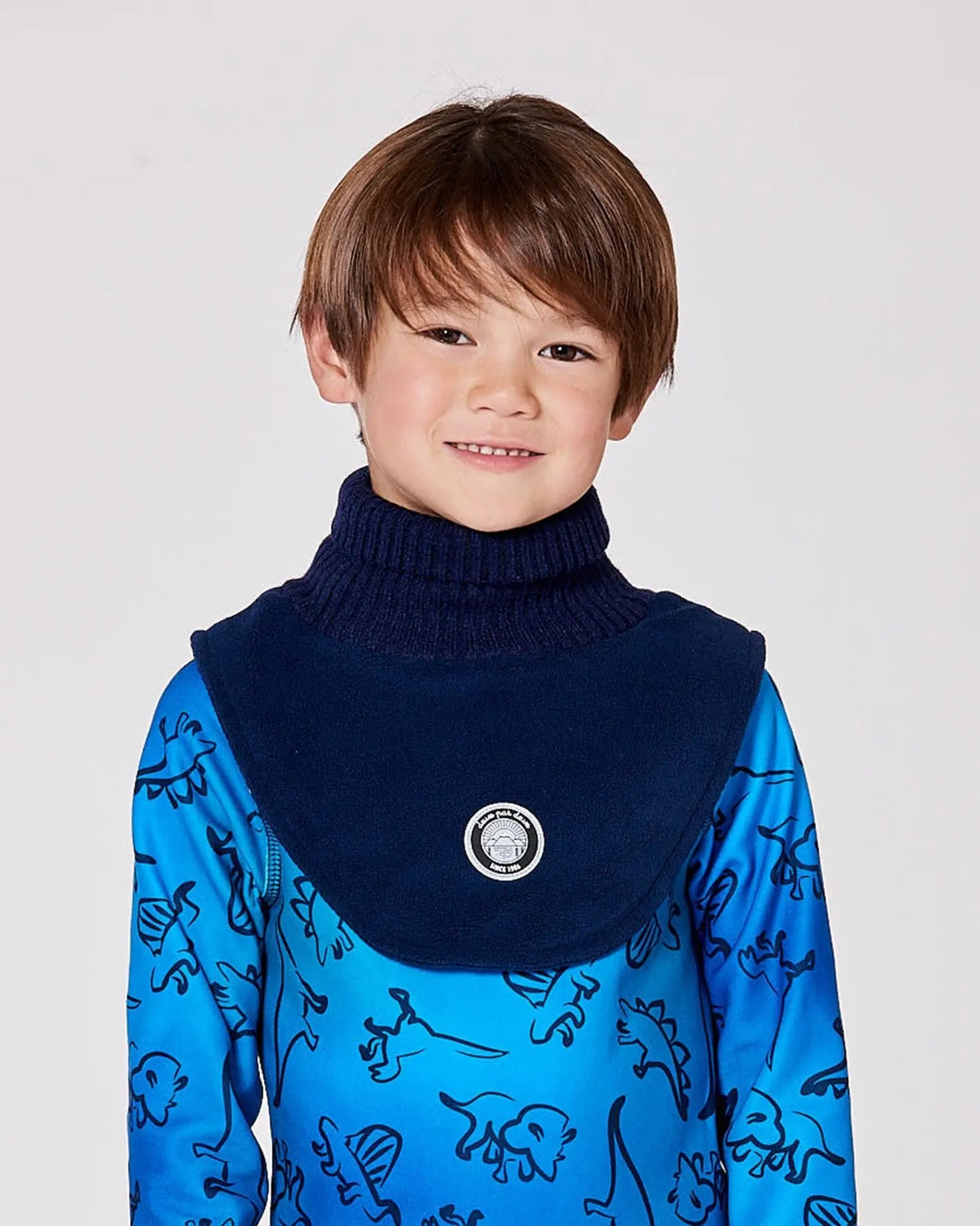 Polar Fleece And Knit Neckwarmer Navy Blue | Deux par Deux | Jenni Kidz