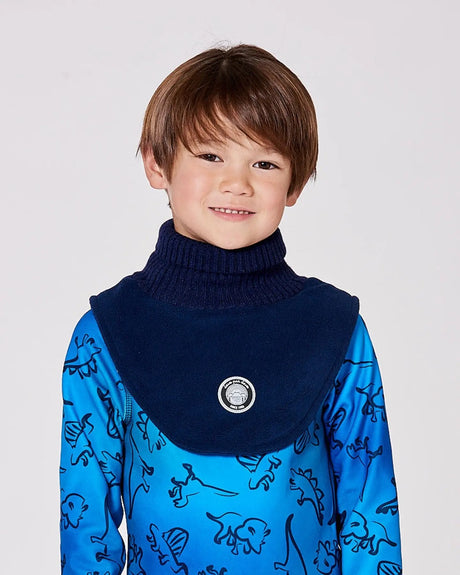 Polar Fleece And Knit Neckwarmer Navy Blue | Deux par Deux | Jenni Kidz