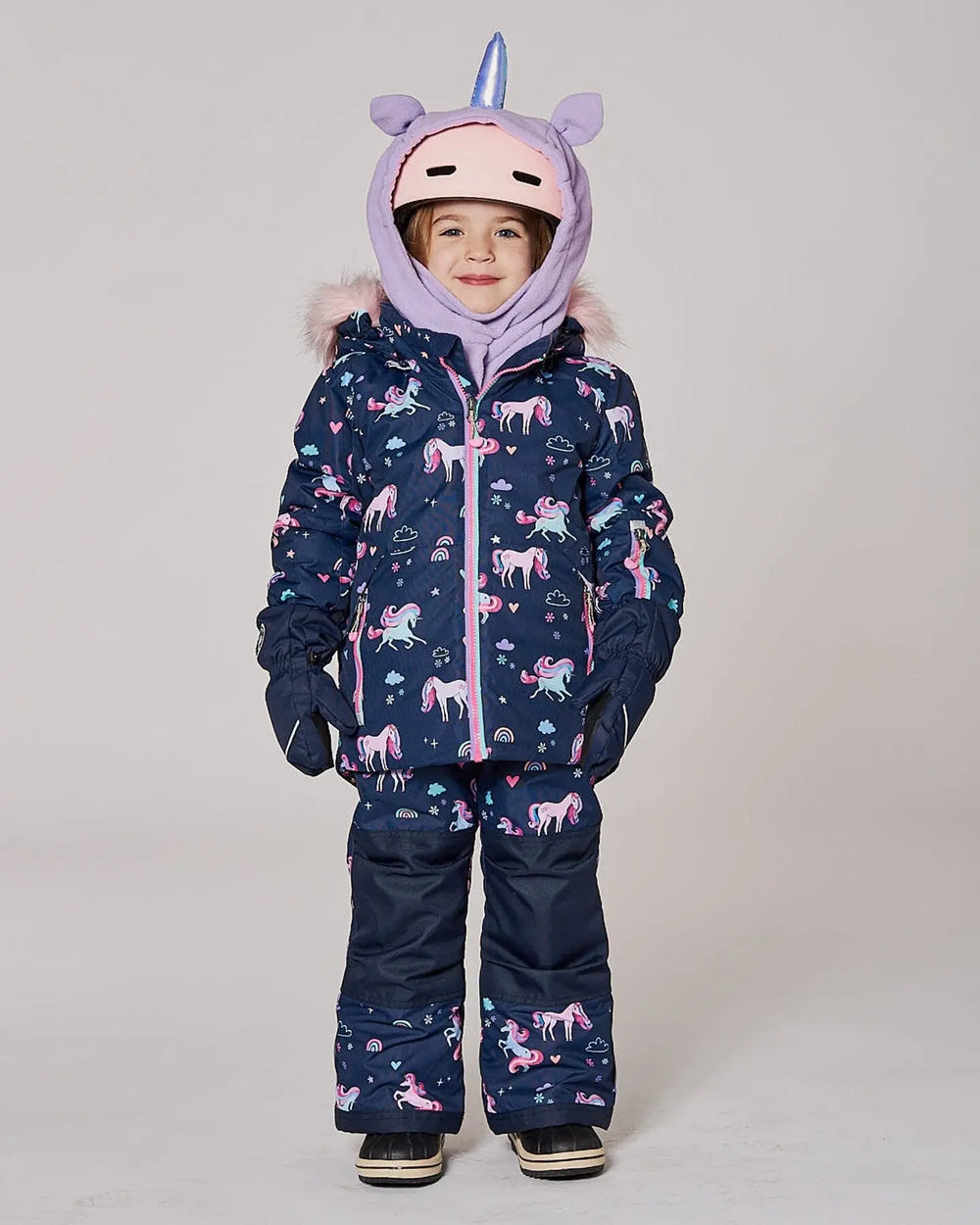 Polar Fleece Balaclava For Ski Helmet Purple Unicorn | Deux par Deux | Jenni Kidz