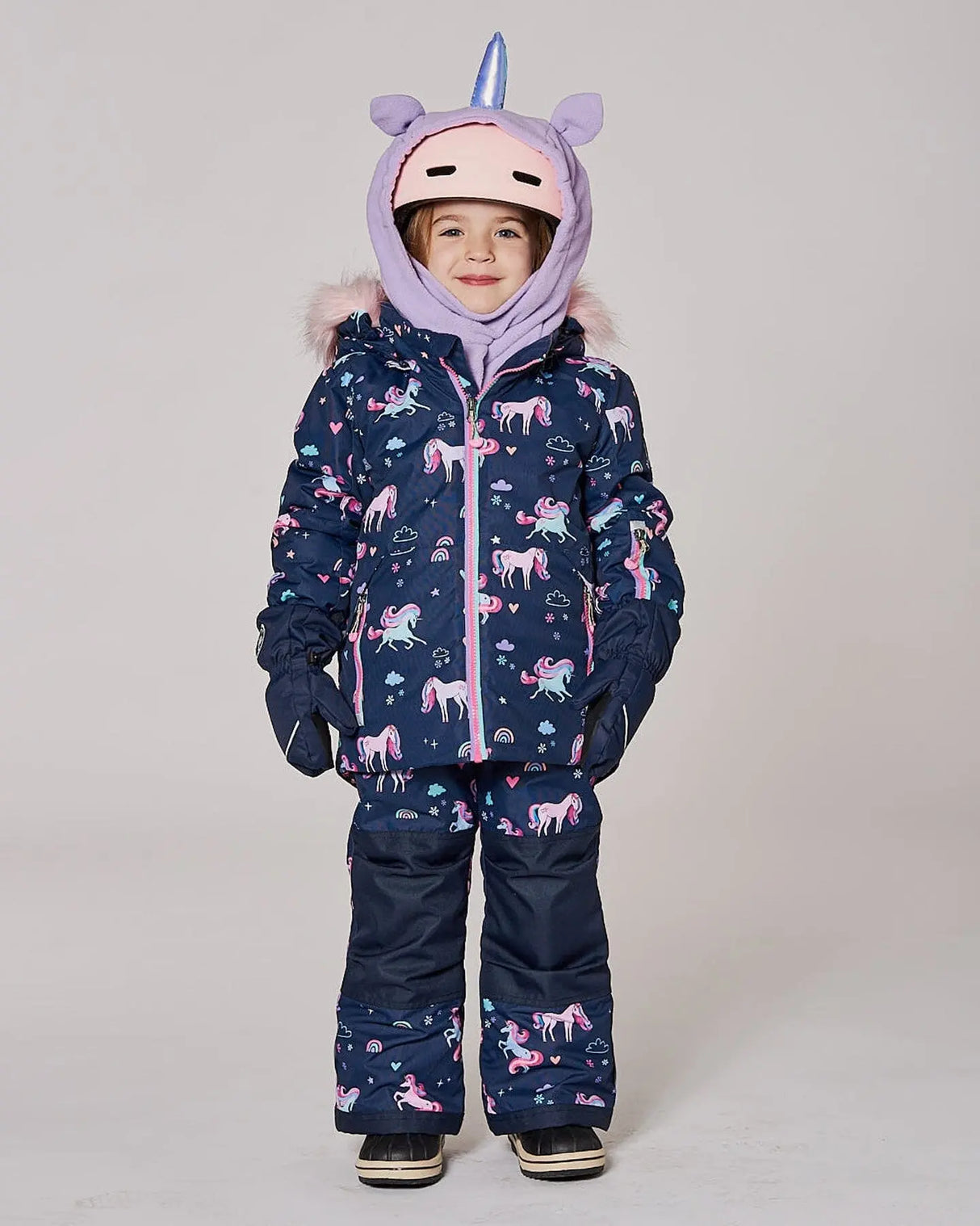 Polar Fleece Balaclava For Ski Helmet Purple Unicorn | Deux par Deux | Jenni Kidz