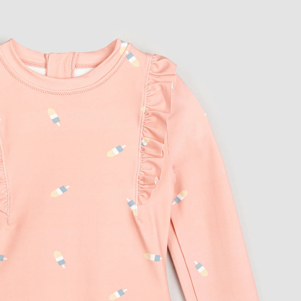 Popsicle Print on Dusty Pink Long-Sleeve One-Piece Baby & Toddler Girls Swimsuit | Petit Lem | Miles The Label | Jenni Kidz