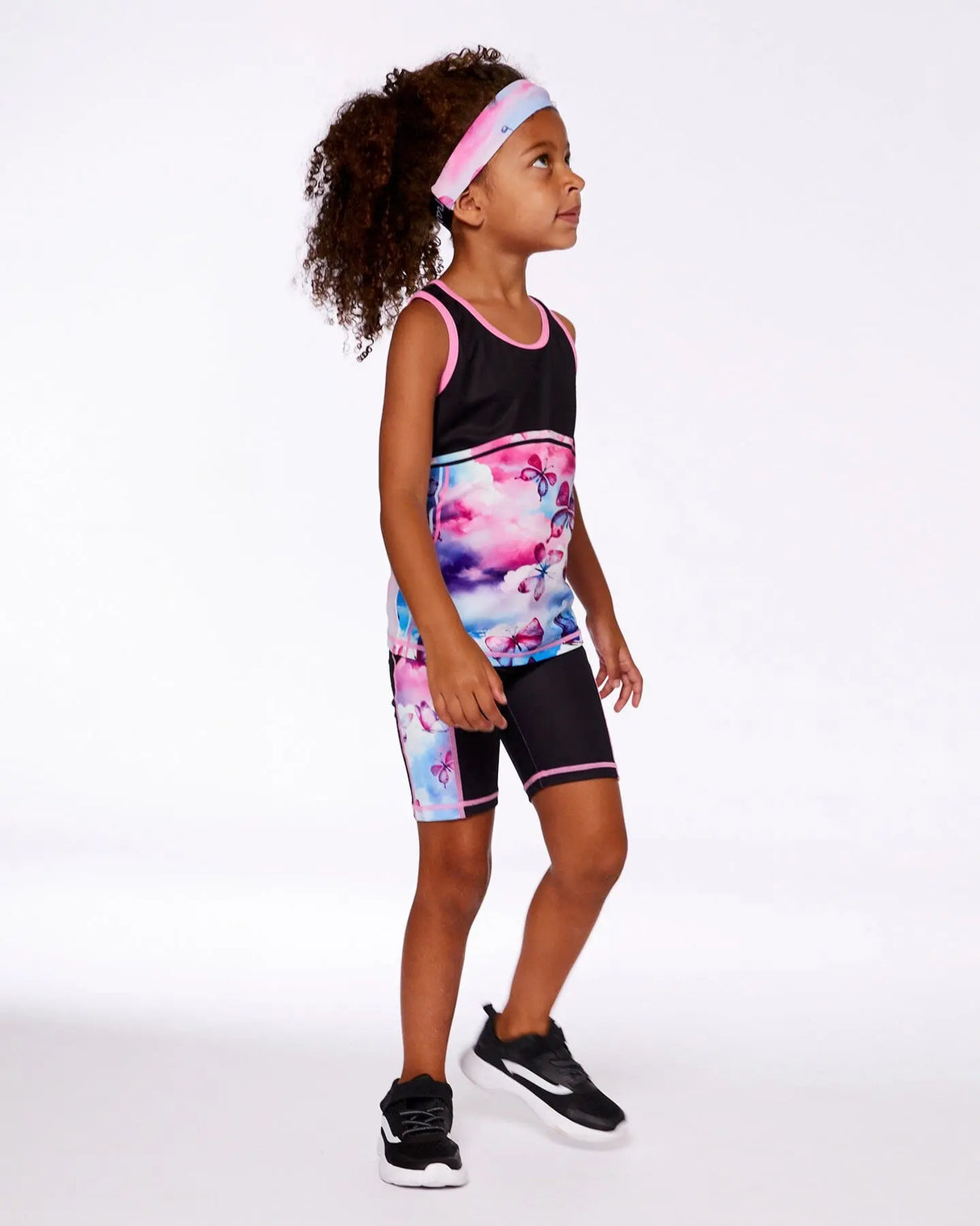 Printed Athletic Headband Pink, Blue And Butterflies | Deux par Deux | Jenni Kidz