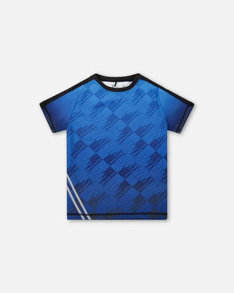 Printed Athletic Top Blue And Black | Deux par Deux | Jenni Kidz