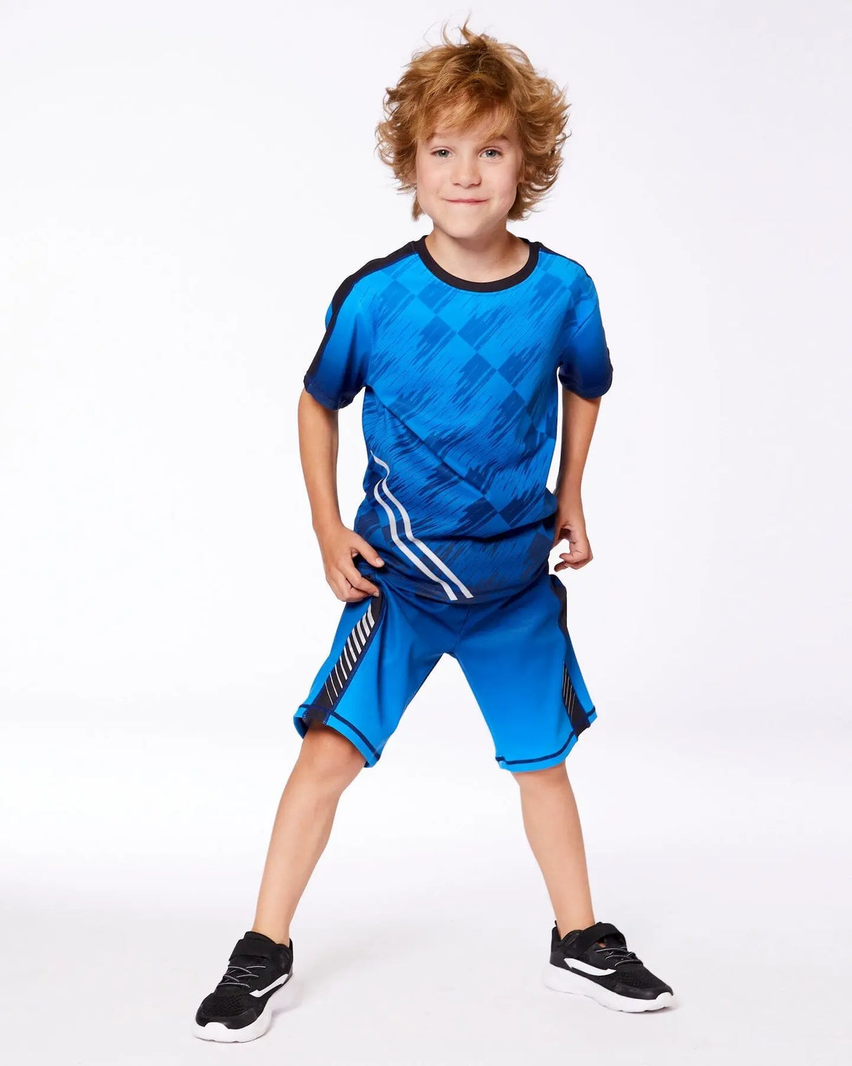 Printed Athletic Top Blue And Black | Deux par Deux | Jenni Kidz