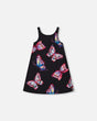 Printed Beach Dress Black And Multicolored Butterflies | Deux par Deux | Jenni Kidz
