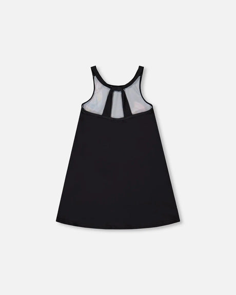 Printed Beach Dress Black And Multicolored Butterflies | Deux par Deux | Jenni Kidz