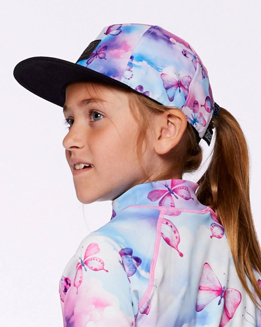Printed Cap Butterflies On Multicolored And Black Background | Deux par Deux | Jenni Kidz