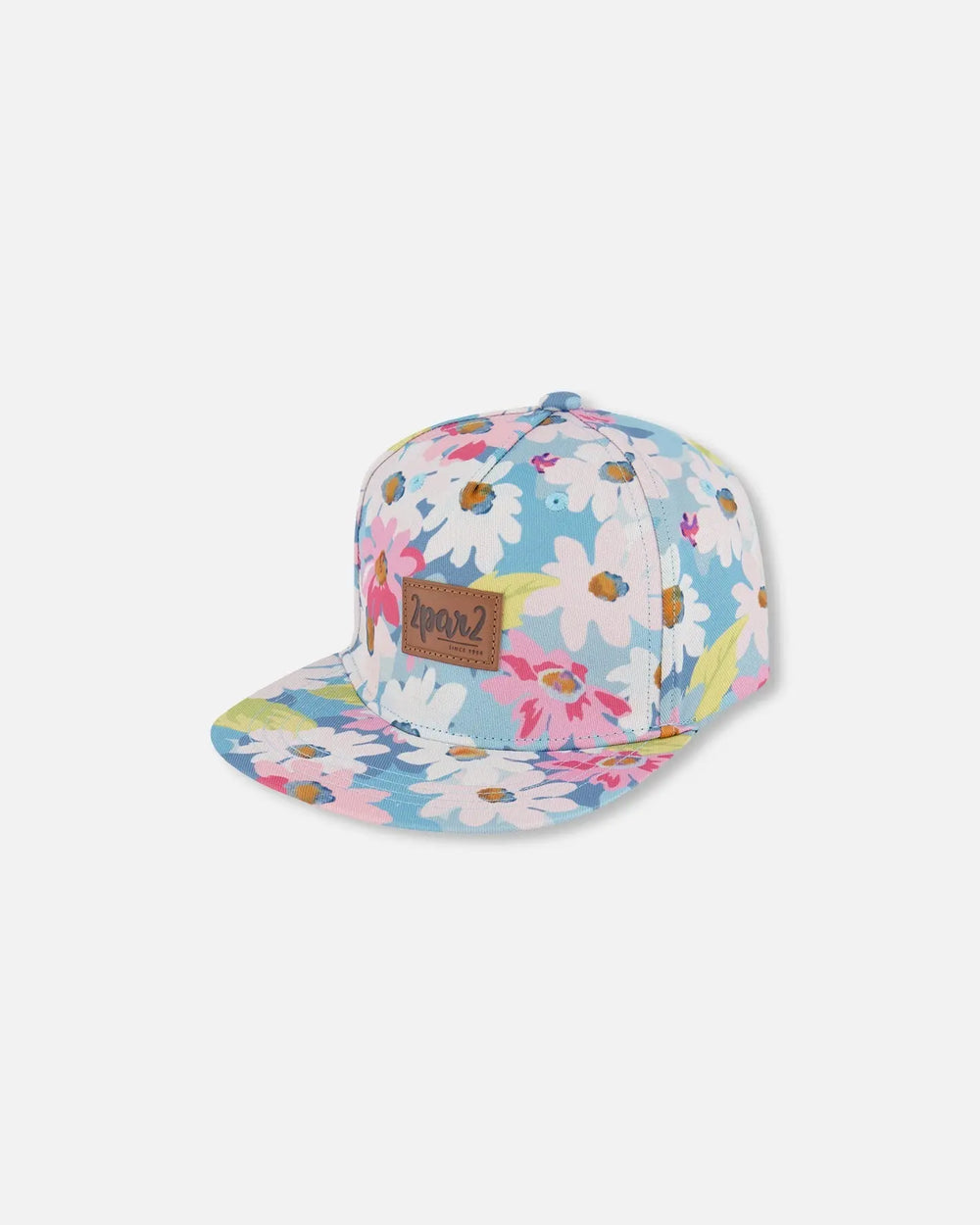 Printed Cap White, Pink, And Green Flowers | Deux par Deux | Jenni Kidz