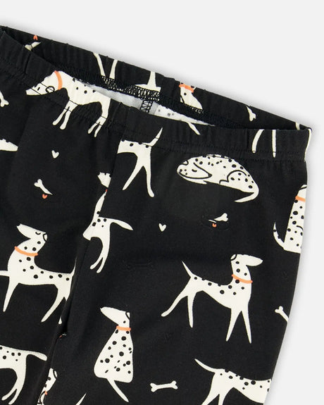 Printed Jersey Leggings Black With Dalmatians | Deux par Deux | Jenni Kidz