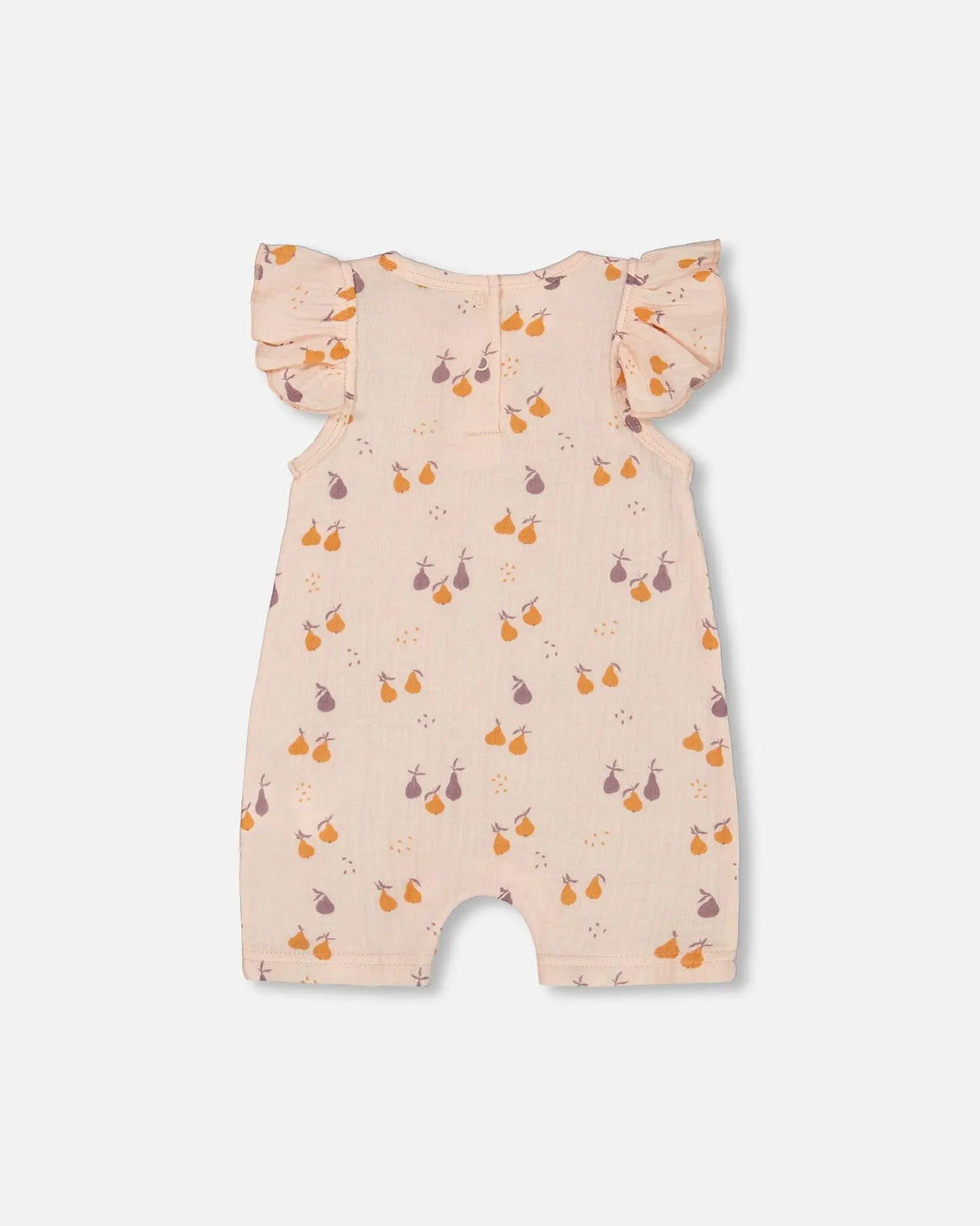 Printed Muslin One Piece Romper Peach With Pears | Deux par Deux | Jenni Kidz