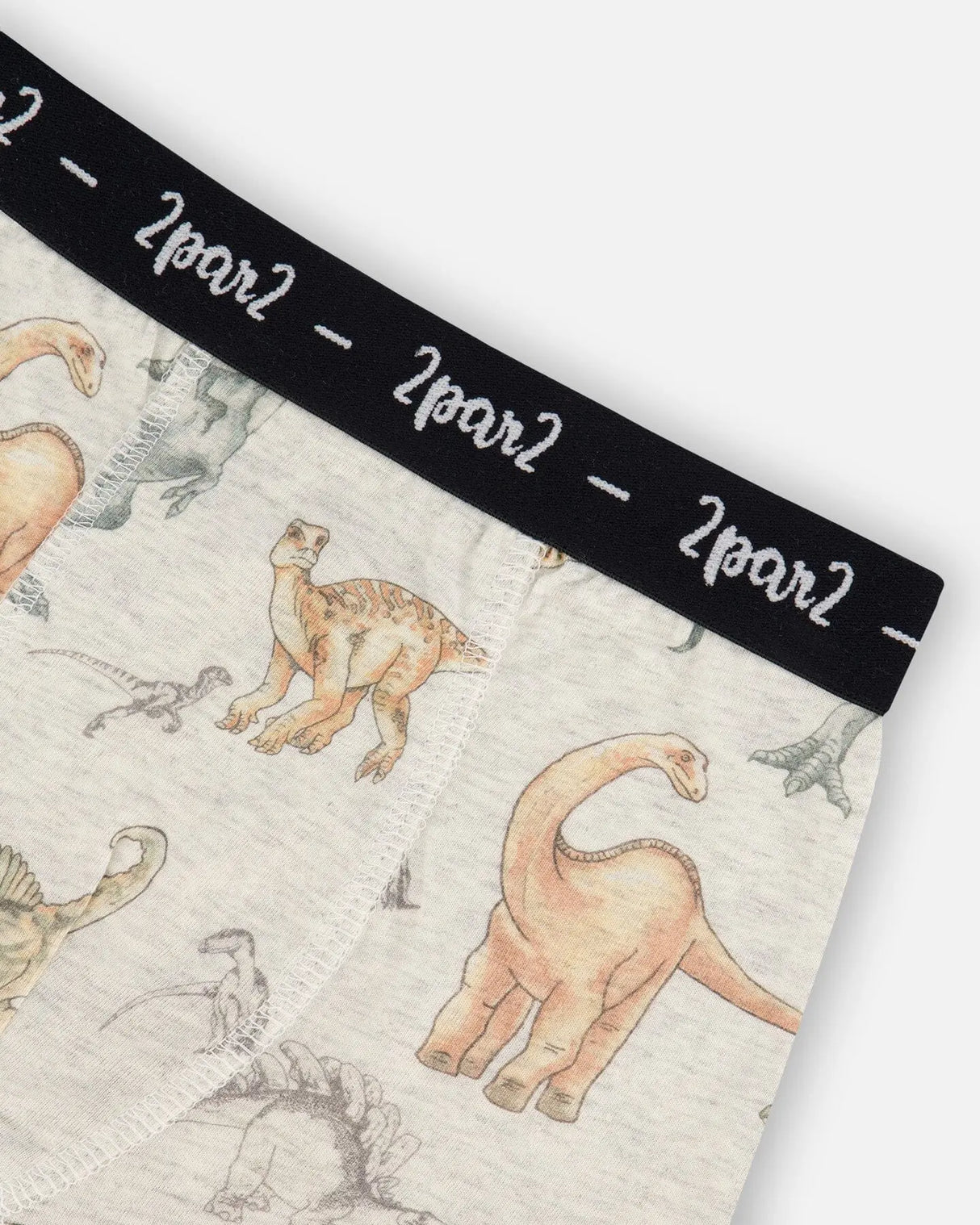 Printed Organic Cotton Boxer Shorts Dinosaur On Mottled And Tan Background | Deux par Deux | Jenni Kidz