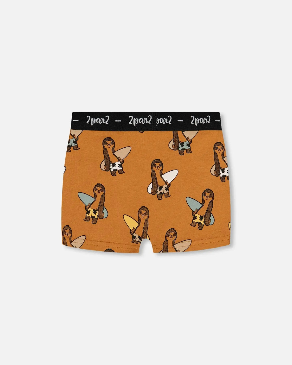 Printed Organic Cotton Boxer Shorts Sloths On Tan Background | Deux par Deux | Jenni Kidz