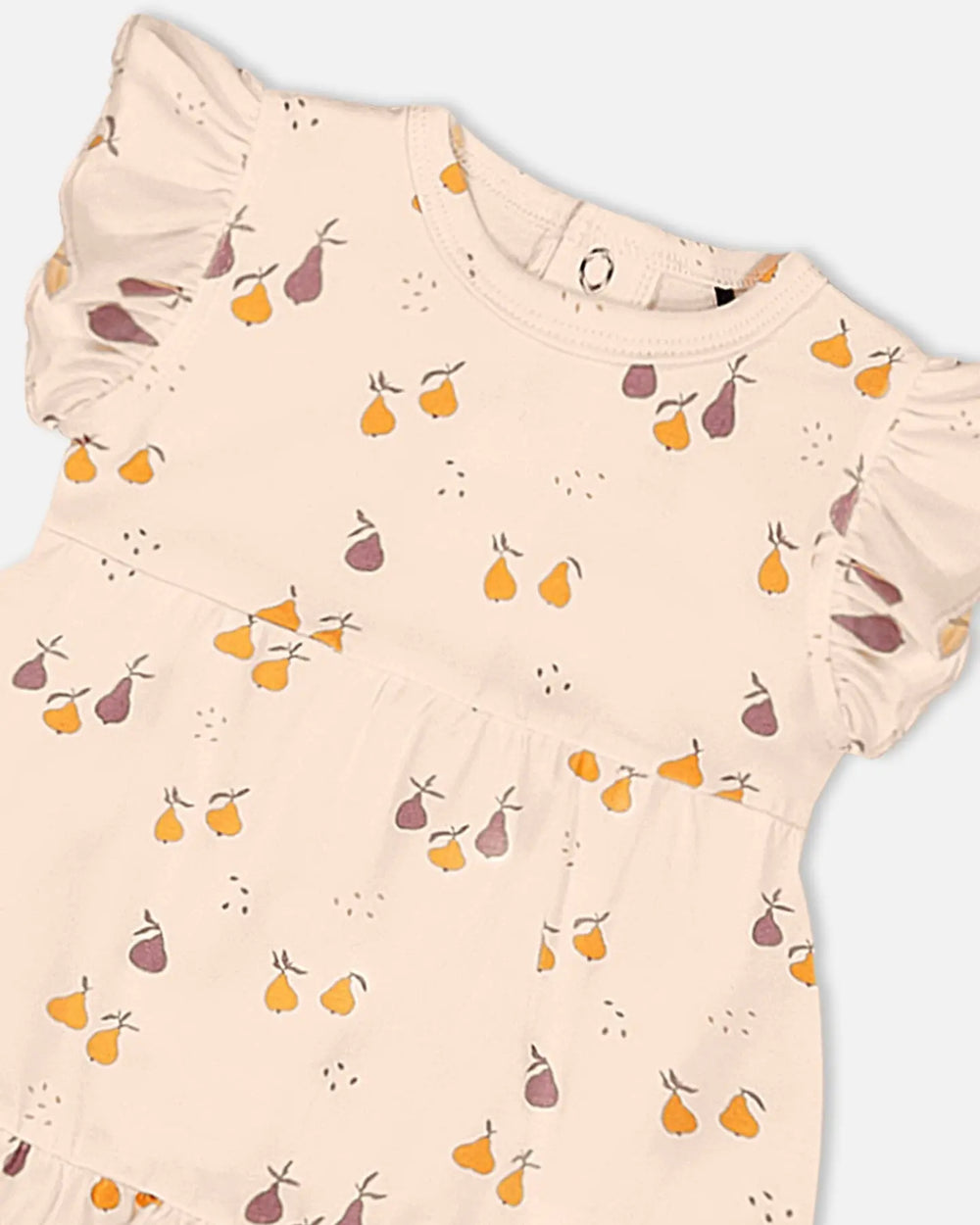 Printed Organic Cotton Dress And Bloomer Set Peach With Pears | Deux par Deux | Jenni Kidz