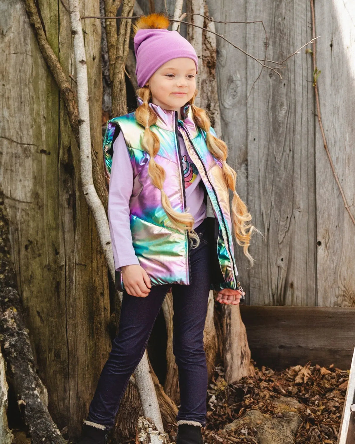 Quilted Mid-Season Sleeveless Vest Metallic Multicolor | Deux par Deux | Jenni Kidz
