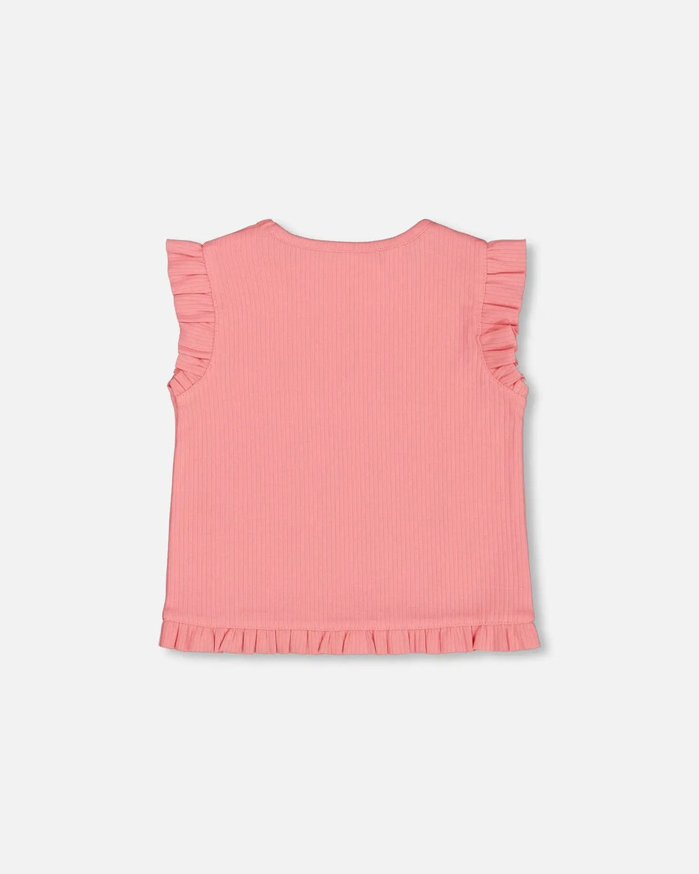 Rib Tank Top With Frills Coral Pink | Deux par Deux | Jenni Kidz