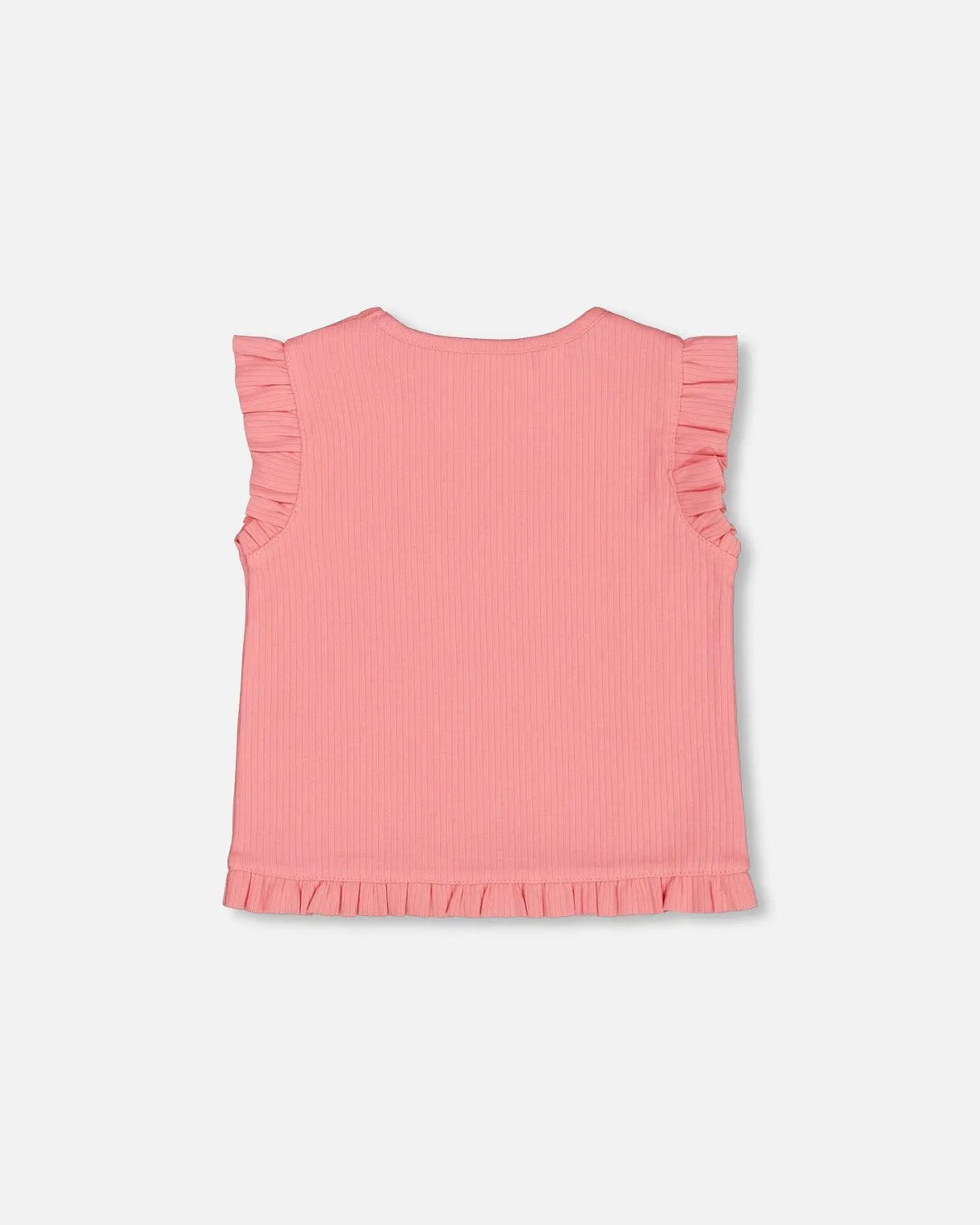 Rib Tank Top With Frills Coral Pink | Deux par Deux | Jenni Kidz