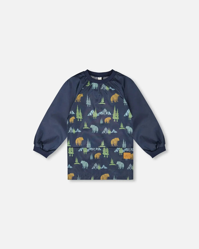 School Apron Navy Animal Print | Deux par Deux | Jenni Kidz