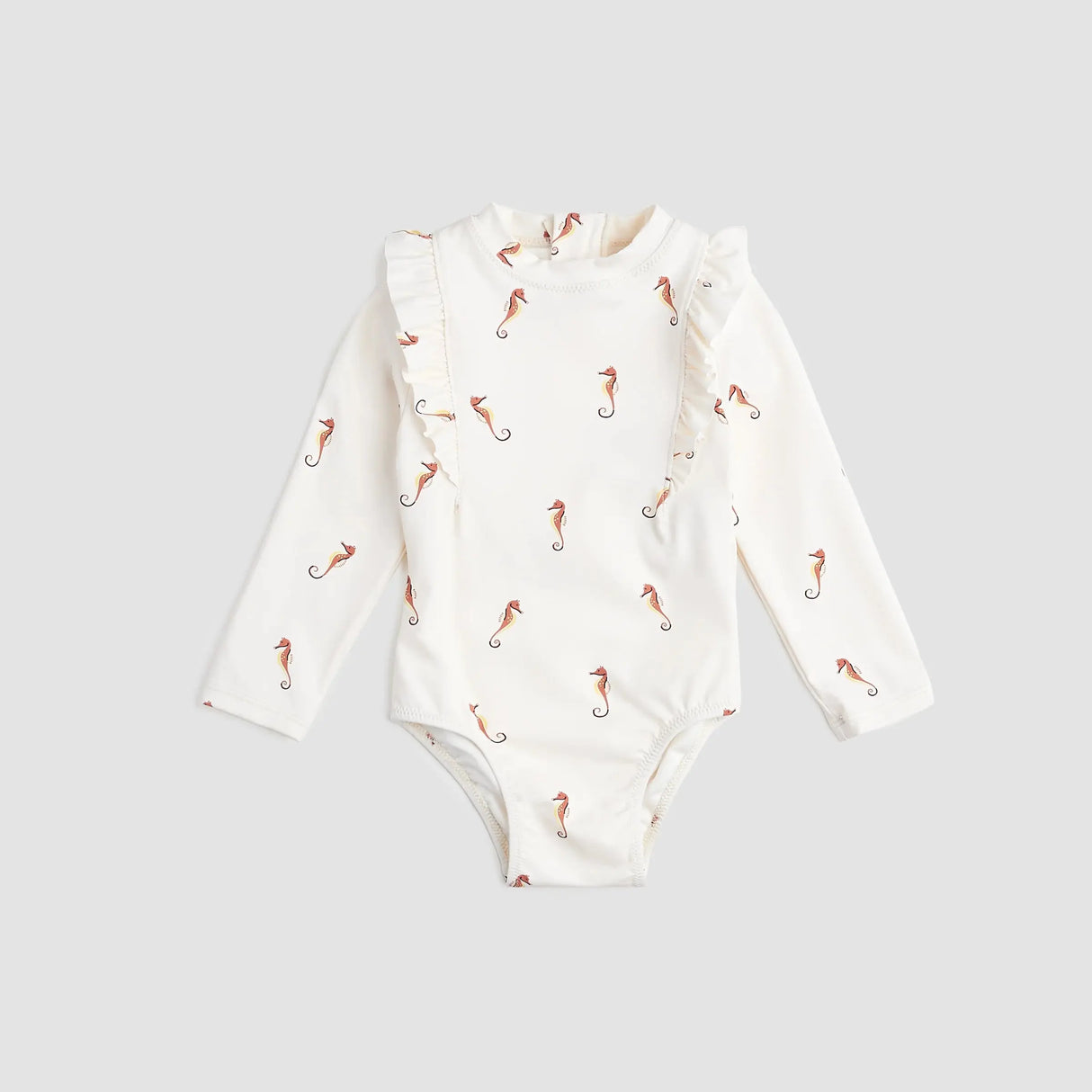 Seahorse On Crème Long-Sleeve Swimsuit | Miles The Label | Miles The Label | Jenni Kidz