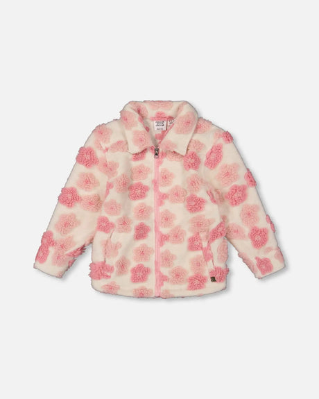 Sherpa Overshirt Off-White And Pink | Deux par Deux | Jenni Kidz