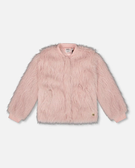 Short Faux Fur Coat Dusty Pink | Deux par Deux | Jenni Kidz
