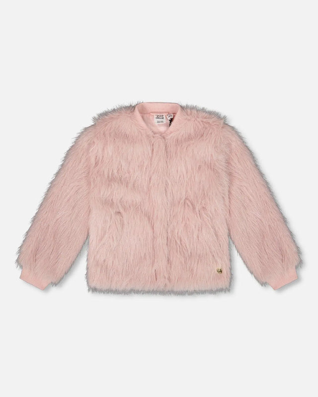 Short Faux Fur Coat Dusty Pink | Deux par Deux | Jenni Kidz