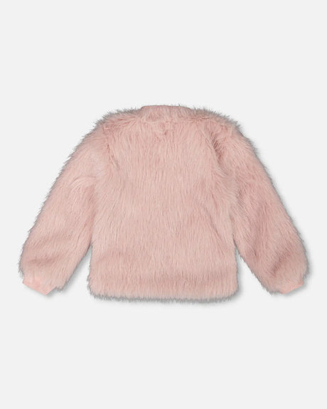 Short Faux Fur Coat Dusty Pink | Deux par Deux | Jenni Kidz