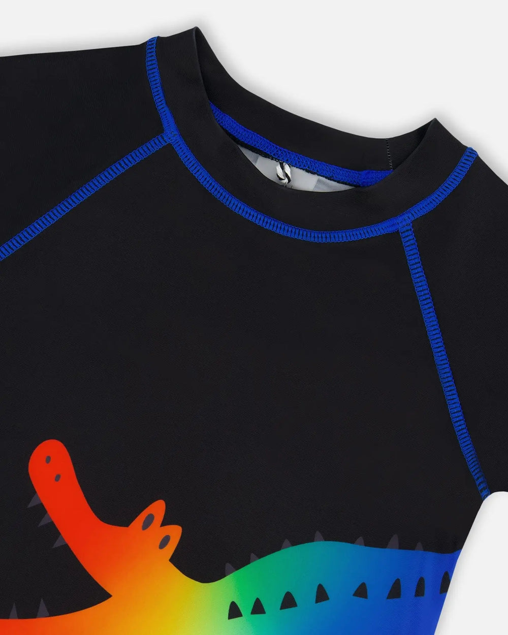 Short Sleeve Rashguard Black And Multicolored Crocodiles | Deux par Deux | Jenni Kidz