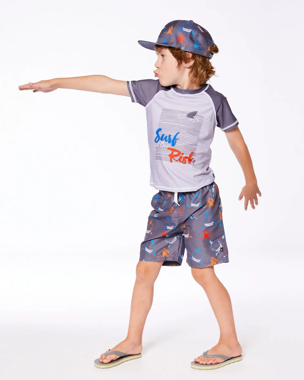 Short Sleeve Rashguard Dark And Light Gray | Deux par Deux | Jenni Kidz