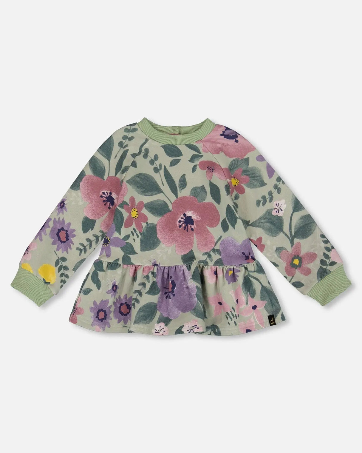 Stretch Fleece Sweatshirt Sage Floral | Deux par Deux | Jenni Kidz