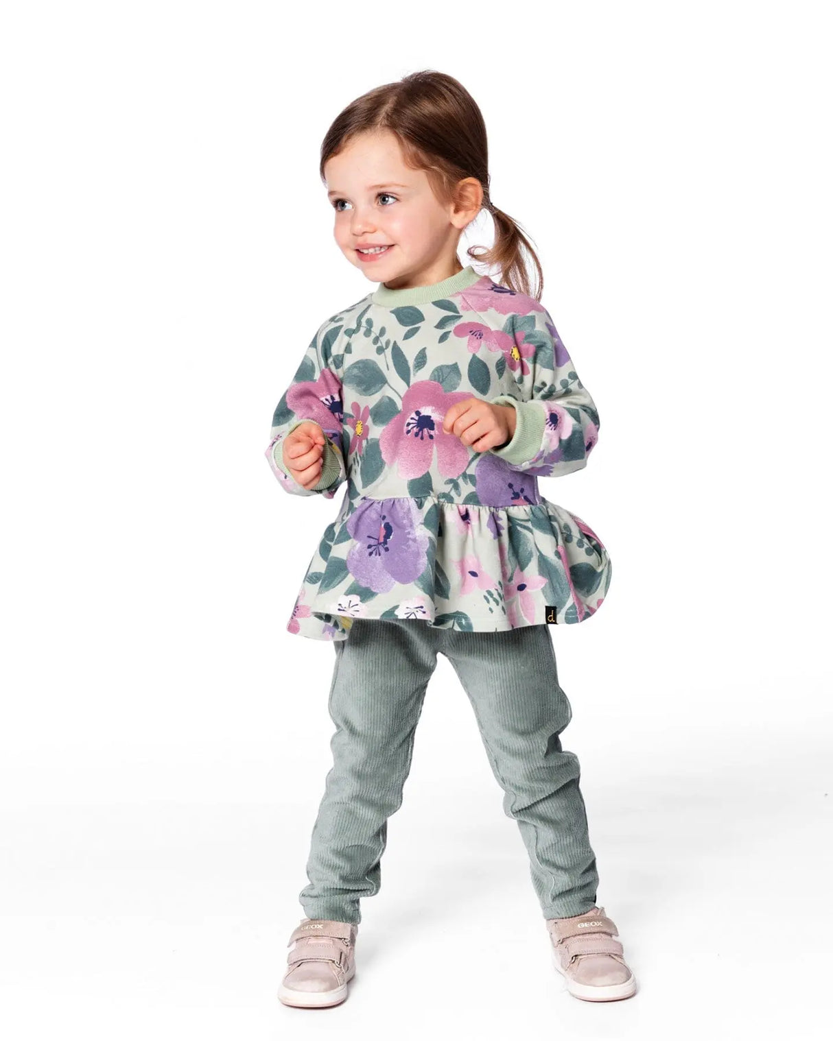 Stretch Fleece Sweatshirt Sage Floral | Deux par Deux | Jenni Kidz