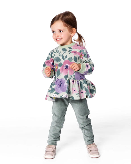 Stretch Fleece Sweatshirt Sage Floral | Deux par Deux | Jenni Kidz