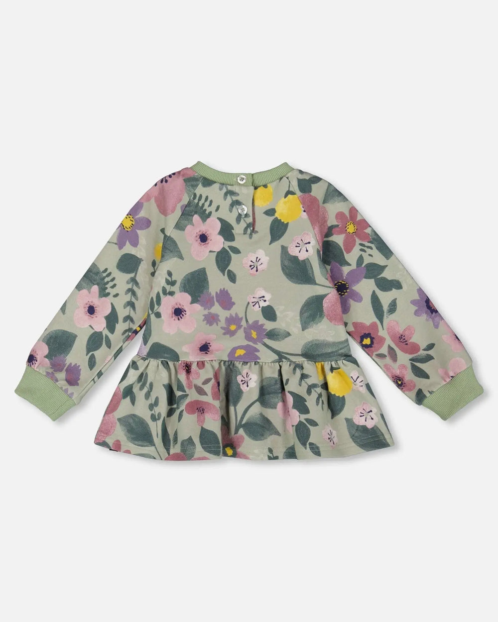 Stretch Fleece Sweatshirt Sage Floral | Deux par Deux | Jenni Kidz