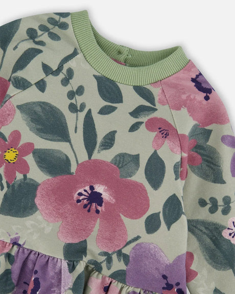 Stretch Fleece Sweatshirt Sage Floral | Deux par Deux | Jenni Kidz