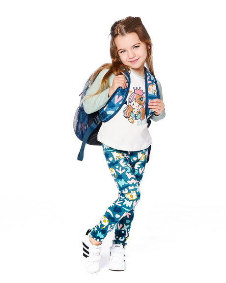 Stretch Jersey Leggings Green Cat Print | Deux par Deux | Jenni Kidz