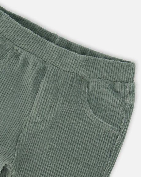 Stretch Velour Tregging Jade Green | Deux par Deux | Jenni Kidz