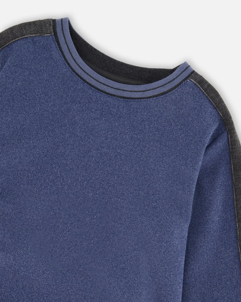 Super Soft Flat Back Rib Sweatshirt Dark Steel Blue | Deux par Deux | Jenni Kidz