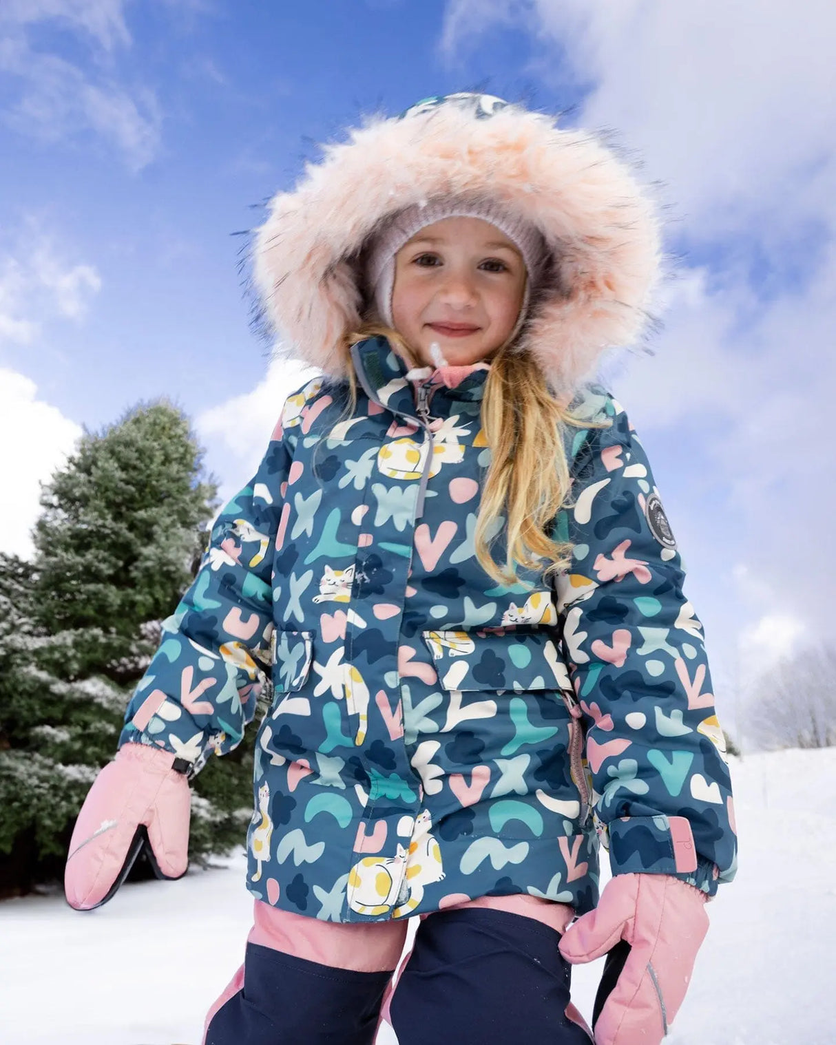 Two-Piece Discover Snowsuit With Printed Jacket Dusty Pink | Deux par Deux | Jenni Kidz