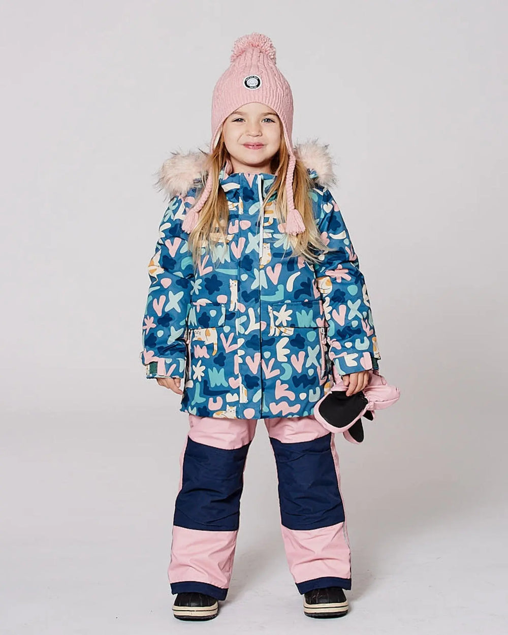 Two-Piece Discover Snowsuit With Printed Jacket Dusty Pink | Deux par Deux | Jenni Kidz